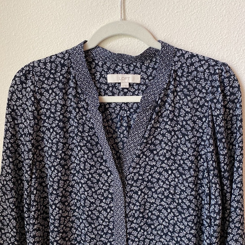 Loft Blue Patterned Blouse - image 4